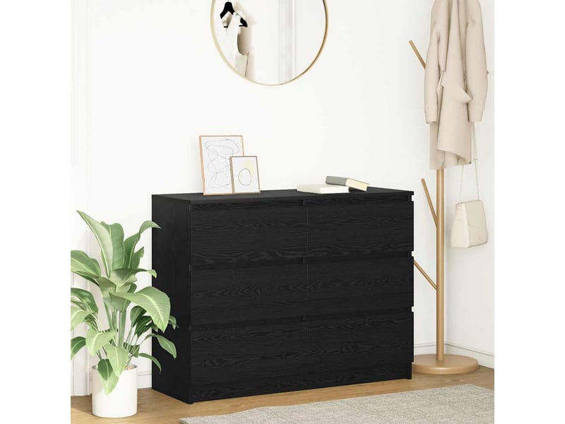  Buffet - bahut - meuble de rangement chêne noir 100x35x76 cm bois d'ingénierie  - Conforama B