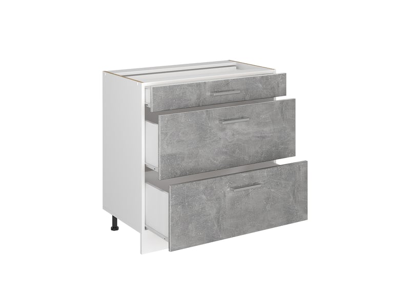  Vicco meuble cuisine, bétonblanc, 80cm avec 3 tiroirs plan de travail anthracite  - Conforama C