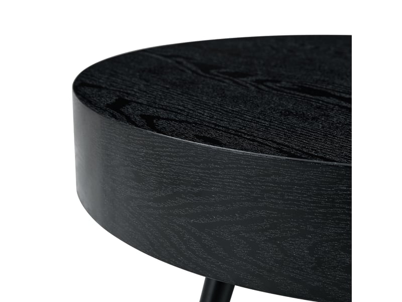  Table basse ronde à pieds réglables pour salon en mdf et métal diamètre 70 cm hauteur 35,5 cm noir  - Conforama D