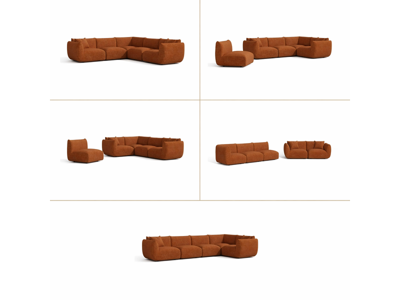  Canapé d'angle panoramique modulable 7 places en velours chenillé nooma NOOMA - Conforama D