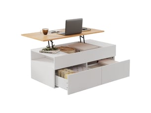 Table basse rectangulaire coloris blanc ROLIPO  - 50 cmx100 cm