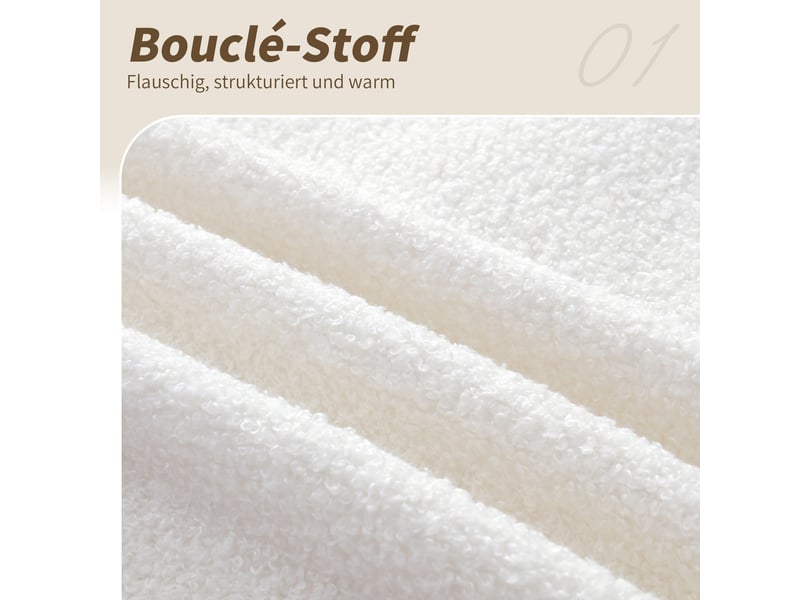 Lit coffre 90x200 cm en tissu bouclé beige avec sommier relevable hydraulique  - Conforama W