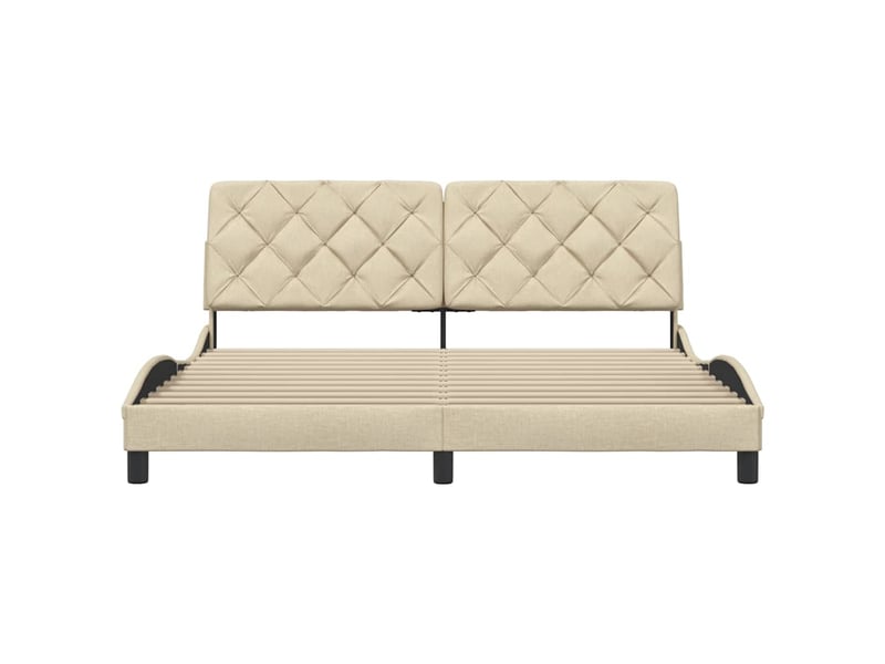 Lit adulte ; lit double ; cadre de lit  crème 180x200 cm tissu  - Conforama F