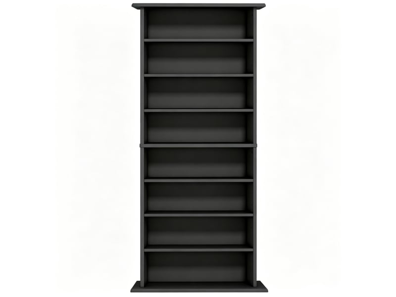  Meuble de rangement cd dvd 58x24x126,3 cm 8 compartiments, 6 tablettes réglables panneau de particules noir  - Conforama A