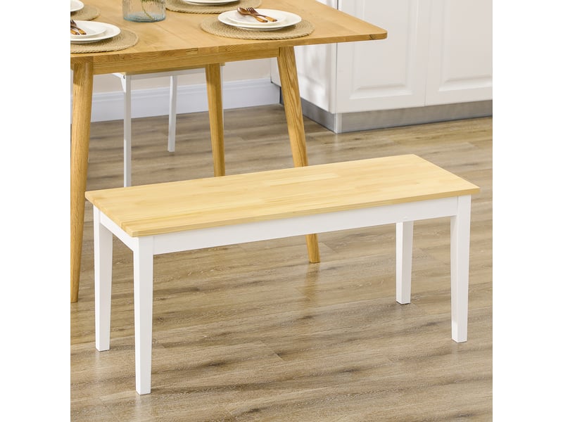  Banc en bois pour 2 personnes bicolore assise naturelle et piètement blanc 102 x 36 x 45 cm  - Conforama D