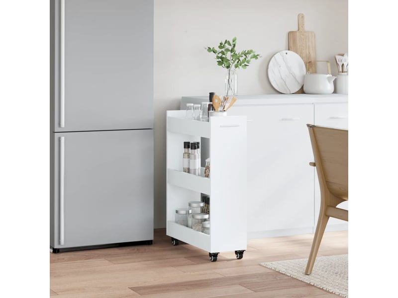 Armoire de rangement, armoire avec roues blanc 60x22x79 cm bois d'ingénierie  - Conforama C