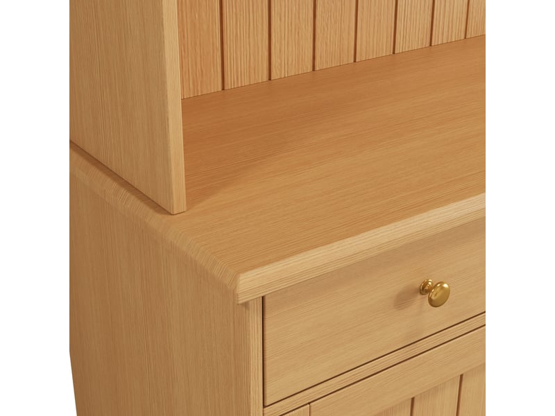  Buffet haut bois naturel avec portes vitrées et prises 120 x 40 x 191 cm Fay Lum - Conforama W