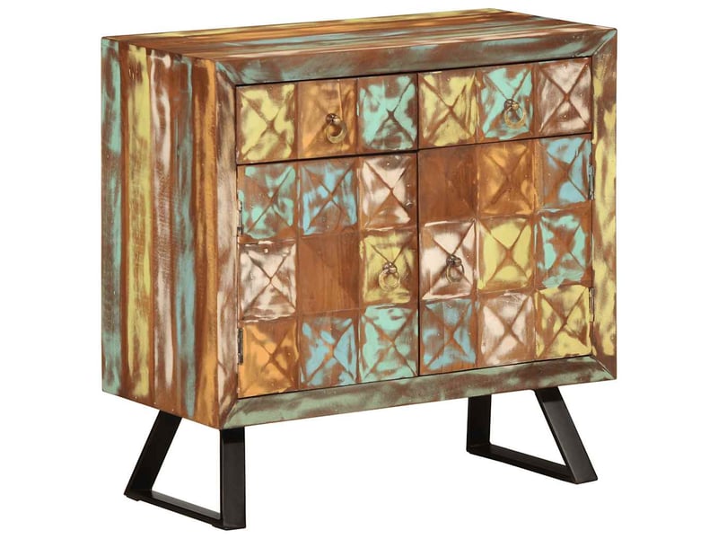  Buffet - armoire à tiroir multicolore 70x35x70 cm bois de récupération  - Conforama B