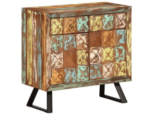 Buffet - armoire à tiroir multicolore 70x35x70 cm bois de récupération