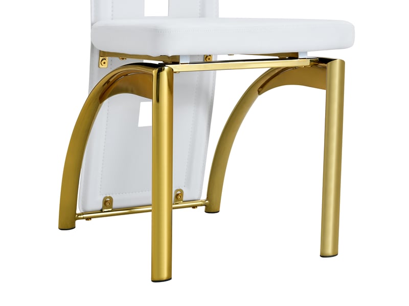 Lot de 4 chaises de salle à manger 43 x 49 x 102,5 cm – blanc et doré – dossier ajouré contemporain - Conforama E