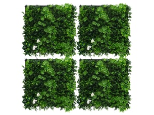 Ecd germany mur végétal artificiel réaliste white jasmine, 50x50 cm vert 1 m², feuillage décoratif dense haie synthétique clôture fausse plante brise-vue avec protection uv pour intérieur extérieur