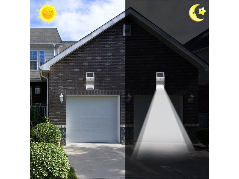  4-pack solar extérieur sensor lights — étanche — stainless steel — extérieur wall lights — ideal pour gardens, patios, et pathways, gris  - Conforama D