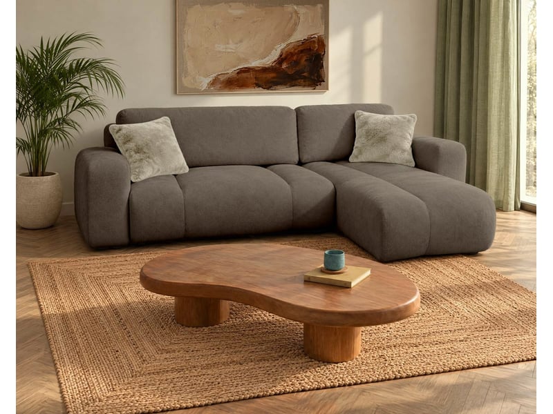  Manon - canapé d'angle réversible 4 places convertible avec coffre en tissu - best mobilier - taupe MANON - Conforama B