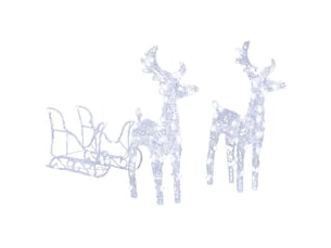 Décoration de noël rennes et traîneau 160 led 130 cm acrylique