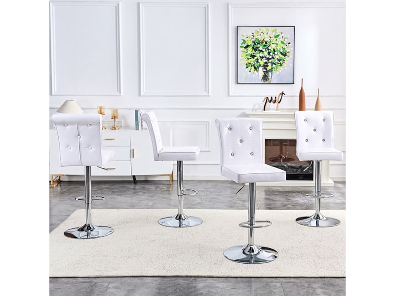  Chaises élévatrices en cuir - ensemble de 2 pièces - cuir synthétique crocodile blanc - détails bouton en cristal blanc - Conforama E