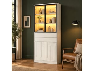 Vitrine coloris blanc 4 étagère(s) STILVORA  - 70 cmx180 cm