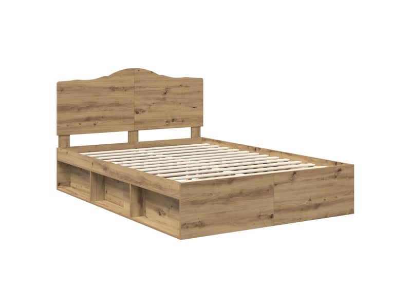  Lit double- lit adulte -  cadre de lit chêne artisan 150 x 200 cm pin massif  - Conforama C