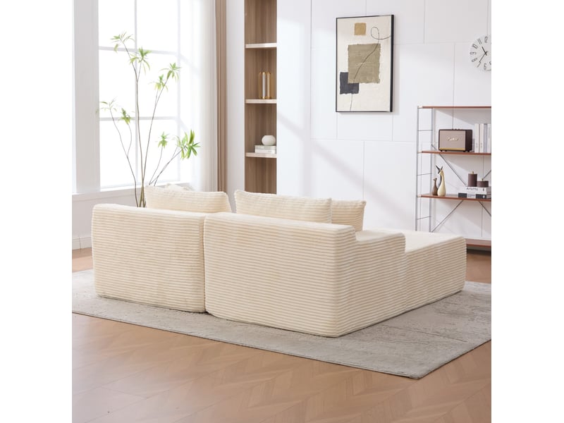  Canapé modulaire 2 places en chenille beige avec chaise longue  - Conforama B