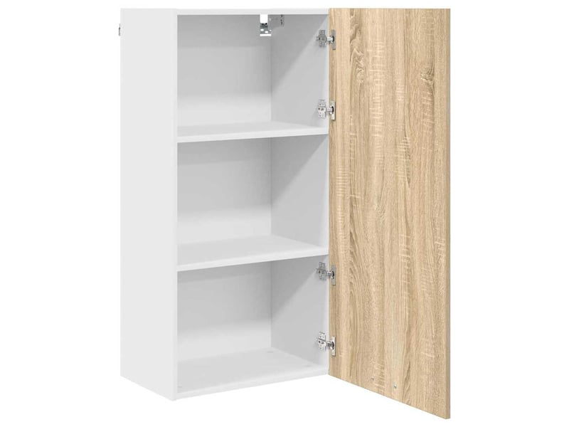  Meuble de rangement cuisine, armoire suspendue chêne sonoma et blanc 50x31x100cm  - Conforama E