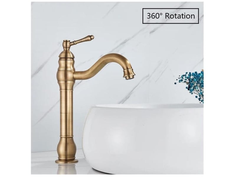  Mitigeur de lavabo pivotant à 360°, robinet de salle de bains, monocommande robinets de lavabo chaude et froide  - Conforama B