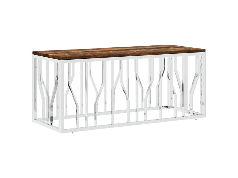  Table basse - table de salon - table à thé acier inoxydable et bois massif de récupération  - Conforama A