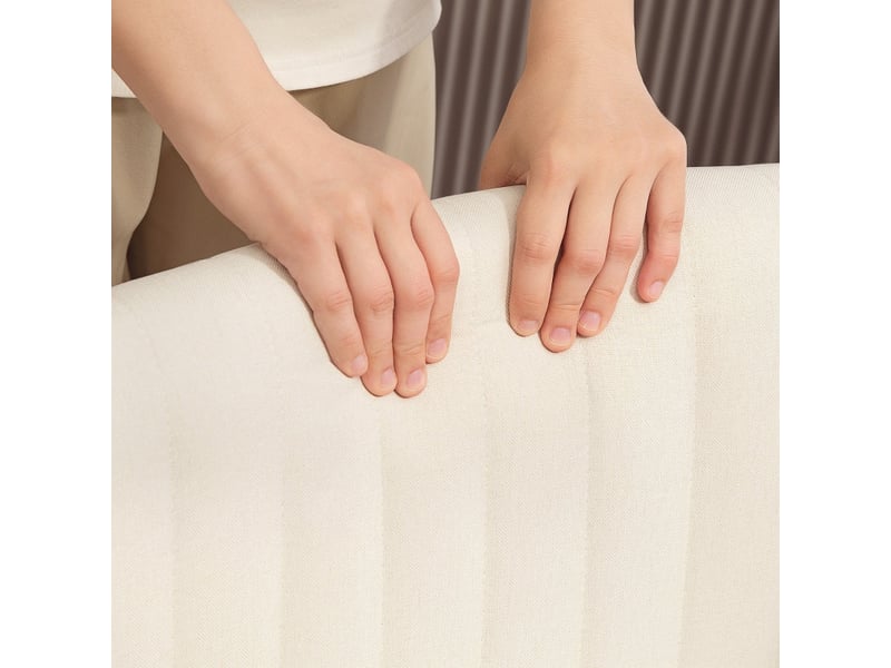  Chaise emelas bureau pivotante réglable aspect lin blanc crème  - Conforama E