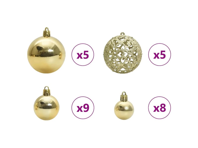  Ensemble de boules de noël 61 pcs 150 led blanc chaud ø 6 cm  - Conforama E