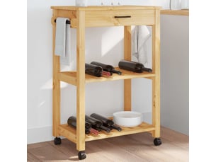Desserte de cuisine, chariot de rangement monza 60x40x88,5 cm bois massif de pin shl64867