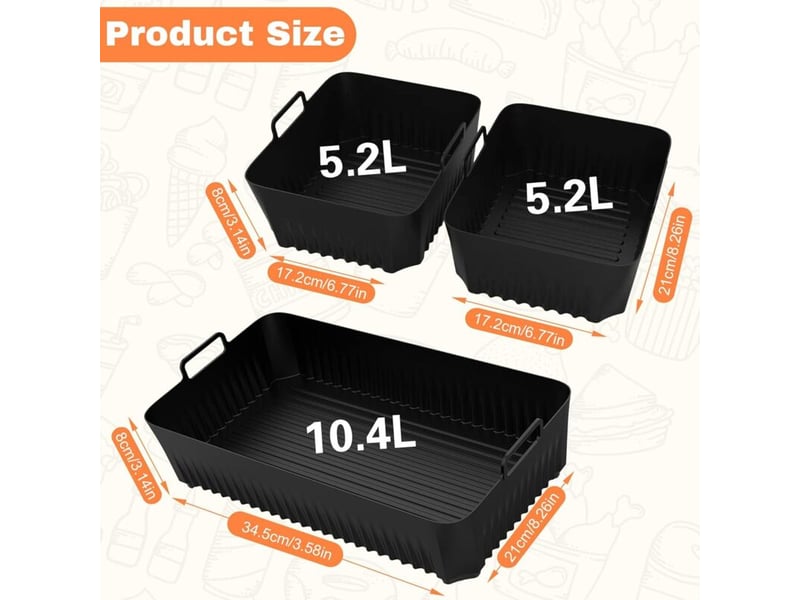  Ensemble d'accessoires pour friteuse à air10,4 litres(un de 10,4 litres et deux de 5,2 litres) HRC0001140LY - Conforama C