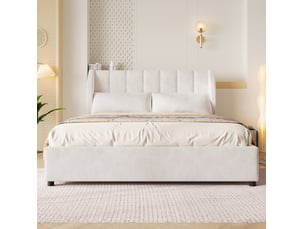 Lit 2 places 140x200 cm <strong>MODFU</strong> <strong></strong> coloris beige