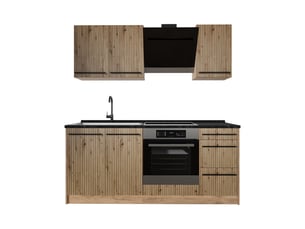 Vicco cuisine, chêne artisanchêne doré, 180cm, pt anthracite