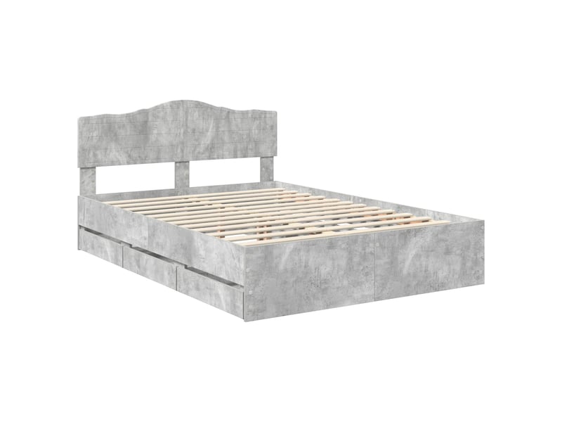  Lit double- lit adulte -  cadre de lit gris béton 140 x 200 cm bois ingénierie  - Conforama C