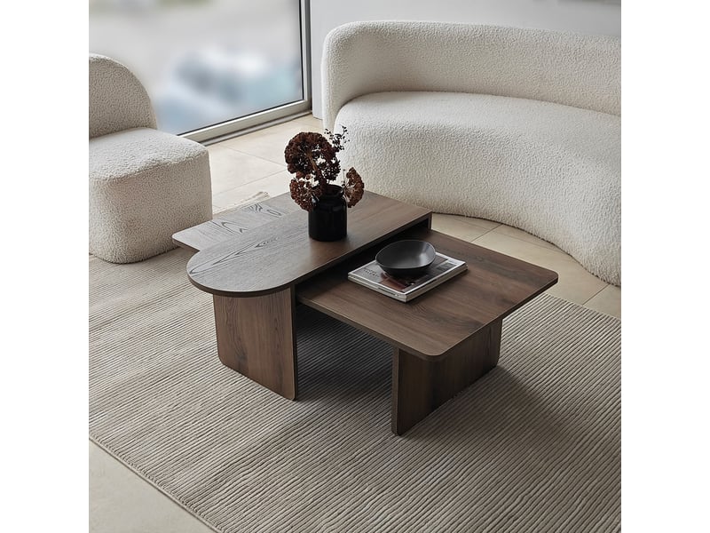  Set de 2 tables basses modernes en bois paris - noyer  - Conforama B