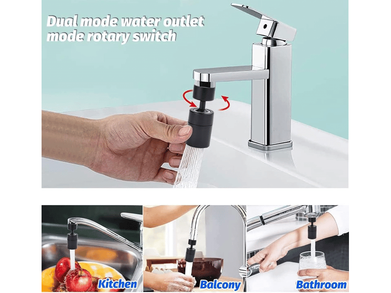  Aérateur de robinet rotatif à 360°, bec de robinet de cuisine rotatif, adapté au robinet d'évier de cuisine et de salle de bain (noir)  - Conforama E
