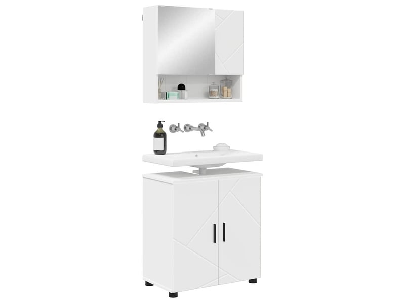 Ensemble de mobilier de salle de bain 2 pièces blanc cf64205 - Conforama C