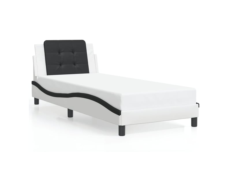 Lit simple- lit adulte - cadre de lit avec led sans matelas zadar blanc et noir 100x200 cm - Conforama D
