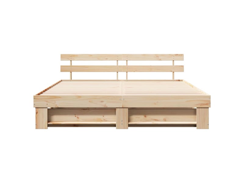 Lit double- lit adulte - cadre de lit avec tête de lit marron 200 x 200 cm pin massif - Conforama D