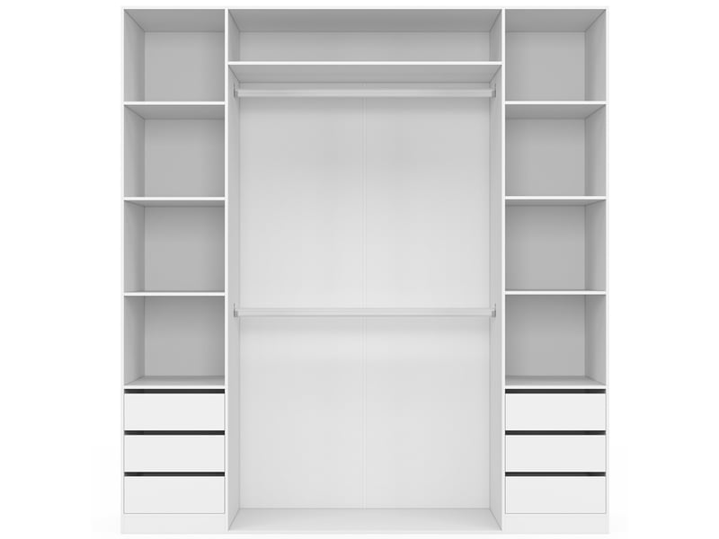 Dressing double tayla 185 x 55 x 200 cm avec étagères + double penderie + tiroirs blanc  - Conforama C