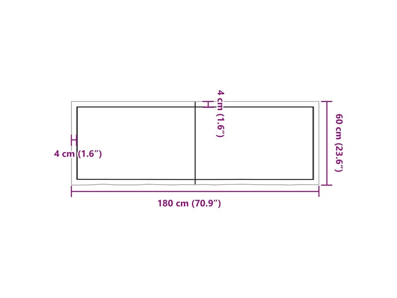 Comptoir de salle de bain, plan de travail marron foncé bois massif traité cf65880 - Conforama E