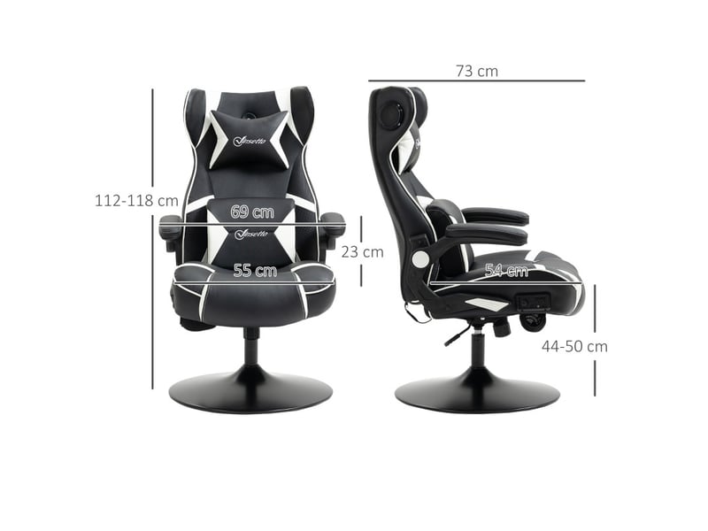 Chaise de gaming estvium fauteuil gamer haut parleurs intégrés noir blanc  - Conforama E