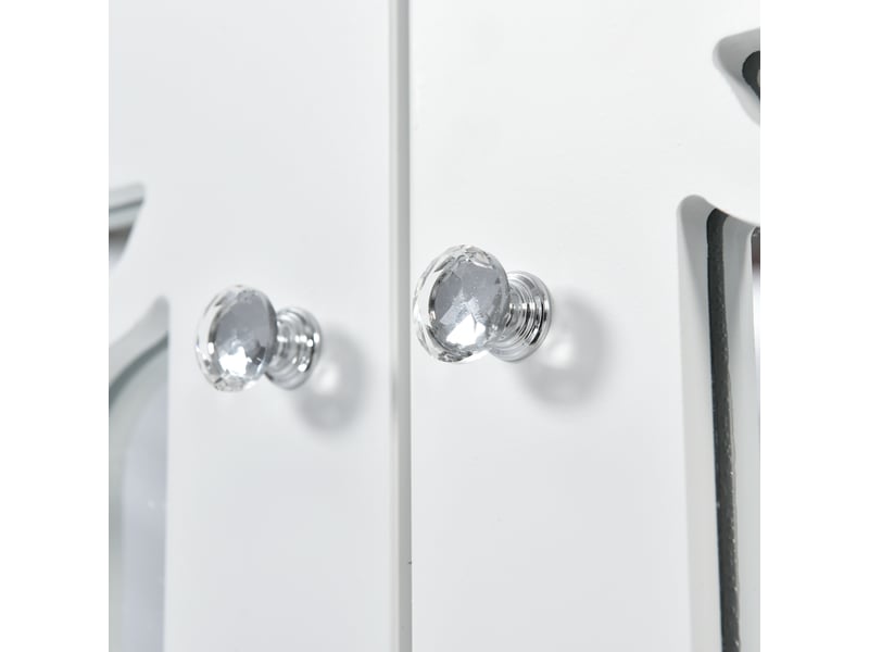  Buffet 4 portes avec étagère réglable pour salon en mdf 160×40×84 cm blanc fini miroir  - Conforama D