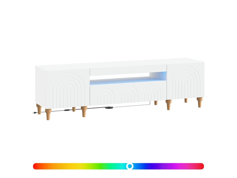  Meuble tv - banc tv - meuble de rangement led blanc bois d'ingénierie  - Conforama C
