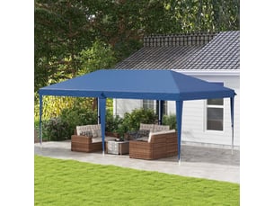 Tente pliable 6x3 m hauteur réglable 3 niveaux sac de transport anti-uv cadre en acier bleu