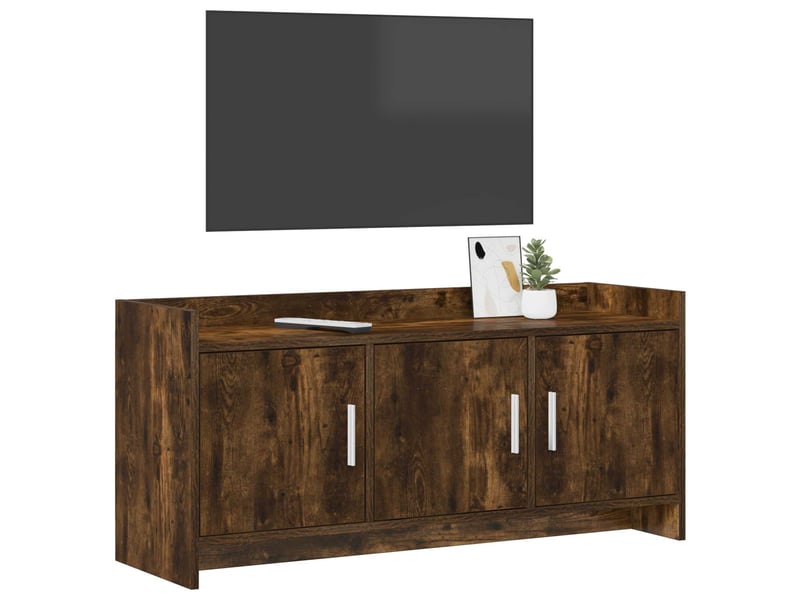  Meuble tv - banc tv - meuble de rangement 102 x 33 x 47 cm chêne fumé bois d'ingénierie  - Conforama C