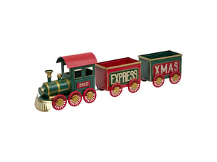 Train de noël en métal rouge et vert l. 81 cm