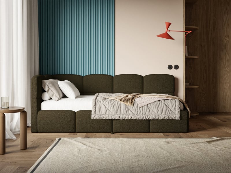  Selsey cloudy - lit rembourré - 170x185 cm - bouclé vert olive - côté gauche Cloudy - Conforama B