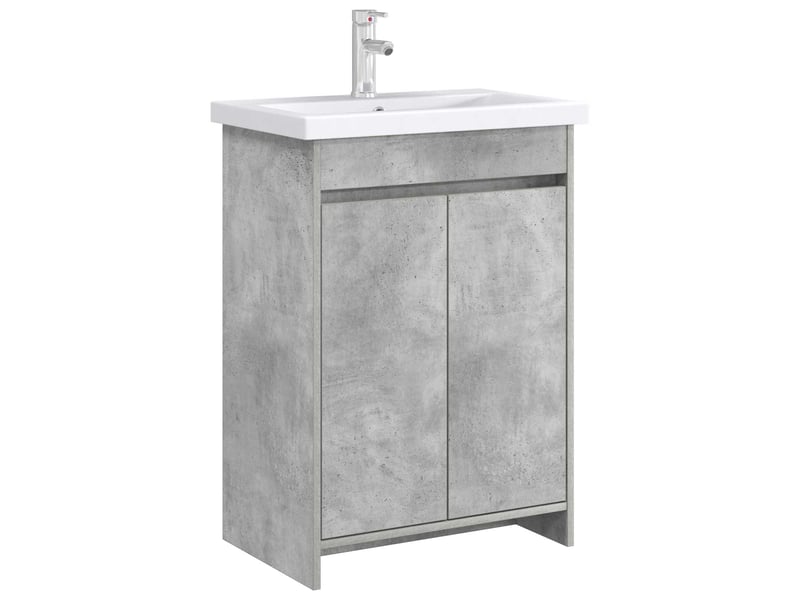  Meuble sous lavabo de salle de bain, commode gris béton shl1870  - Conforama C