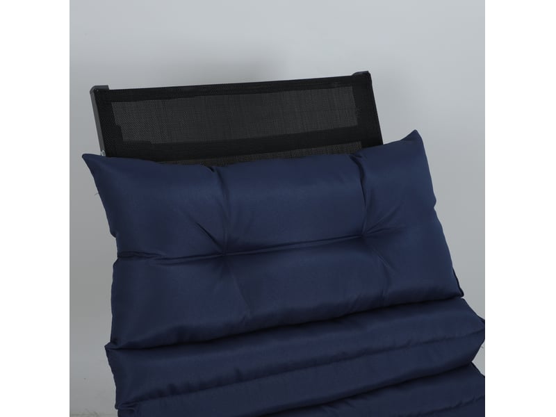  Coussins pour chaise longue d'extérieur 193x60 cm – bleu marine – lot de 2 avec sangles de fixation  - Conforama D