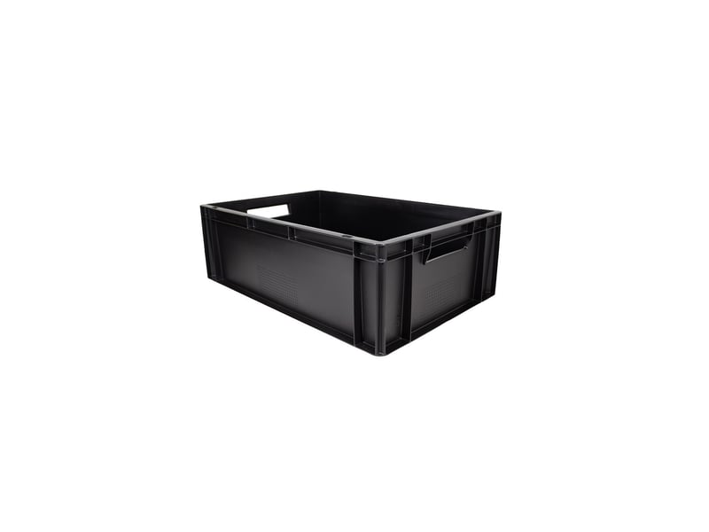 Bac gerbable en plastique noir 60 x 40 x 20 cm 40l 62546 - Conforama A