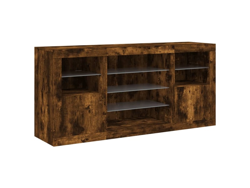 Buffet salon, buffet de rangement avec lumières led chêne fumé 142,5x37x67 cm - Conforama E